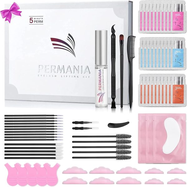 PERMANIA lash Lift Sachet Kit,Eyelash Perm Kit, Fast Lash Lifting 5 Minutes DIY At Home With Strong Glue Disposable Sachet Professional Lash Perming Kit Last 8 Weeks