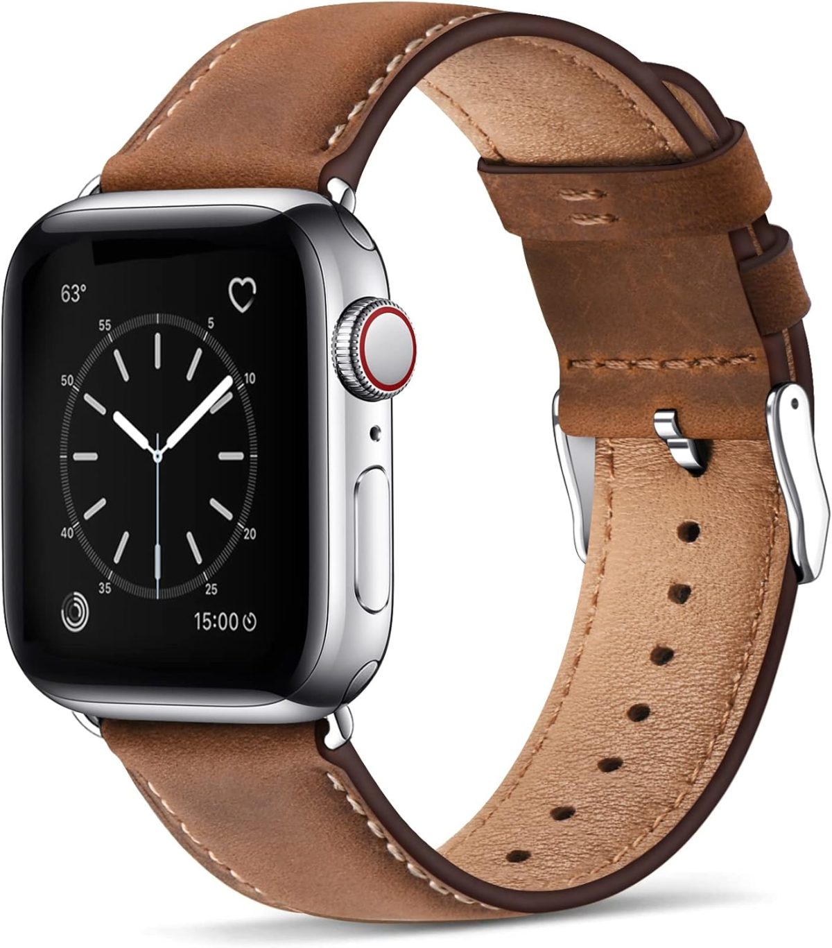 SUNFWR Leather Bands Compatible with Apple Watch Band 49mm 45mm 44mm 42mm for Men Women, Top Grain Genuine Leather Replacement Strap for iWatch Ultra2 Ultra SE2 SE Series 9 8 7 6 5 4 3 2 1