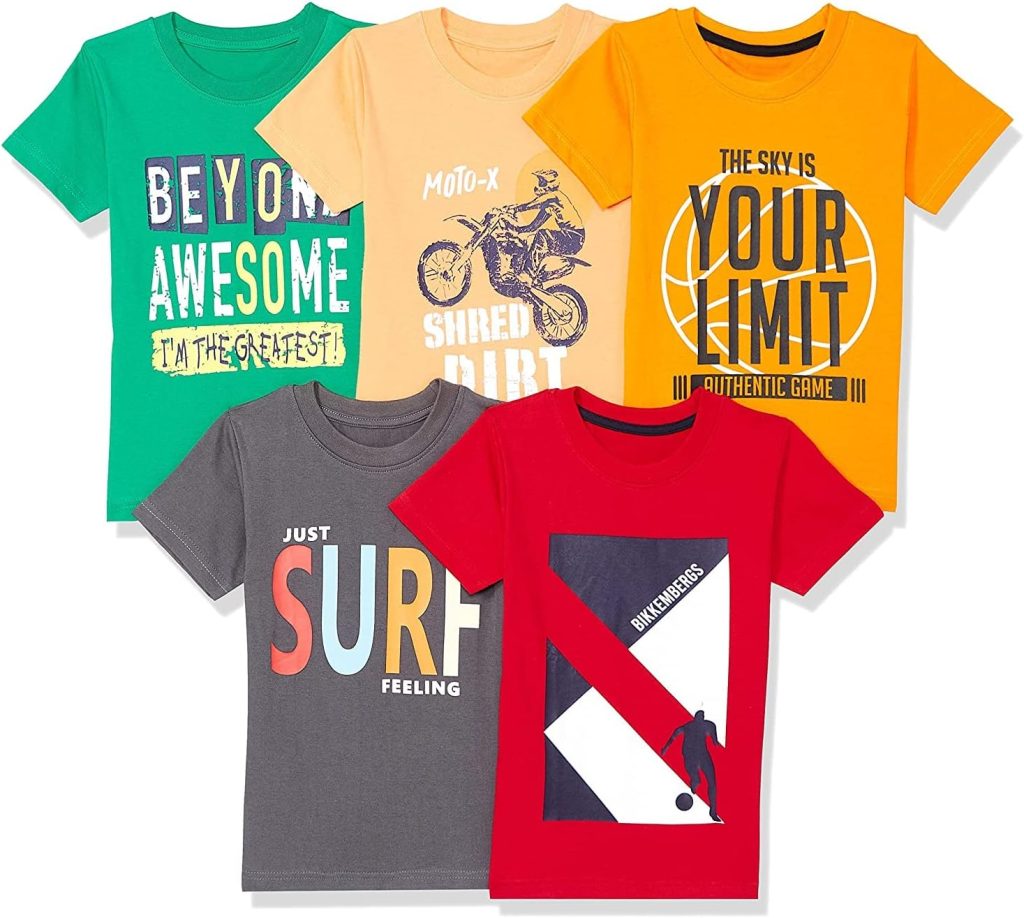 T2F Boy's Solid Regular Fit T-Shirt (BYS-TSRT-12_Multicolor 1 9 Years-10 Years)