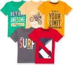 T2F Boy's Solid Regular Fit T-Shirt (BYS-TSRT-12_Multicolor 1 9 Years-10 Years)