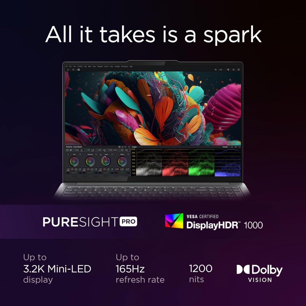 ⁦لينوفو يوجا برو 9 16IMH9-شاشة لمس 16 انش 3.2K، معالج انتل U9-185H، ذاكرة RAM 32GB، SSD 1TB، انفيديا جيفورس RTX™ 4060 8GB GDDR6، ويندوز 11، رمادي لونا - [83DN001PAX]⁩ - الصورة ⁦4⁩