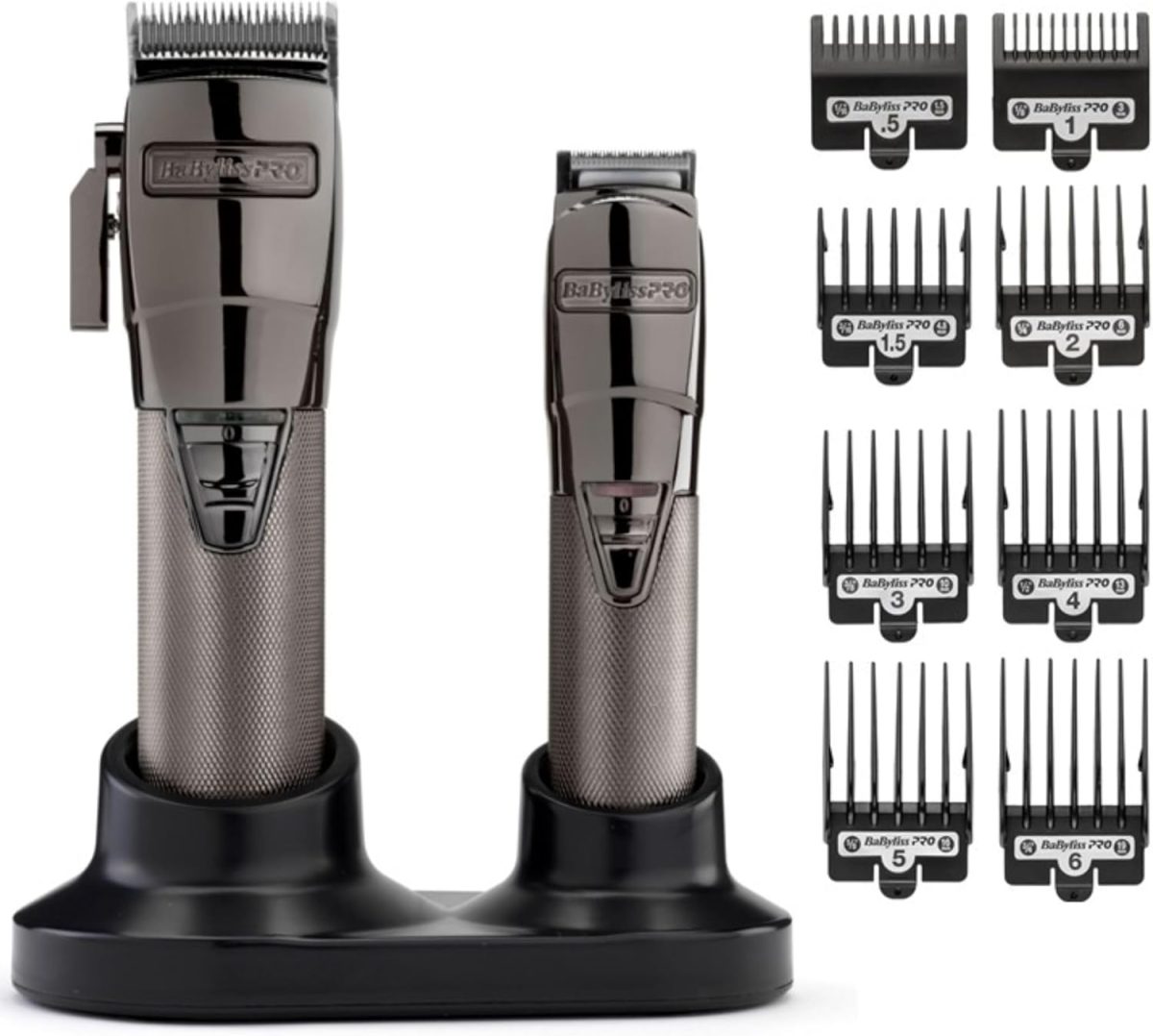 BaBylissPRO Cordless Super Motor Hair Clipper and Trimmer Collection, Japanese steel blades, Cord/Cordless Metal housing