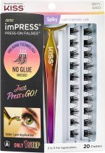 imPRESS KISS Falsies False Eyelashes, Lash Clusters, Spiky', 16 mm, Includes 20 Clusters, 1 applicator, Contact Lens Friendly, Easy to Apply, Reusable Strip Lashes