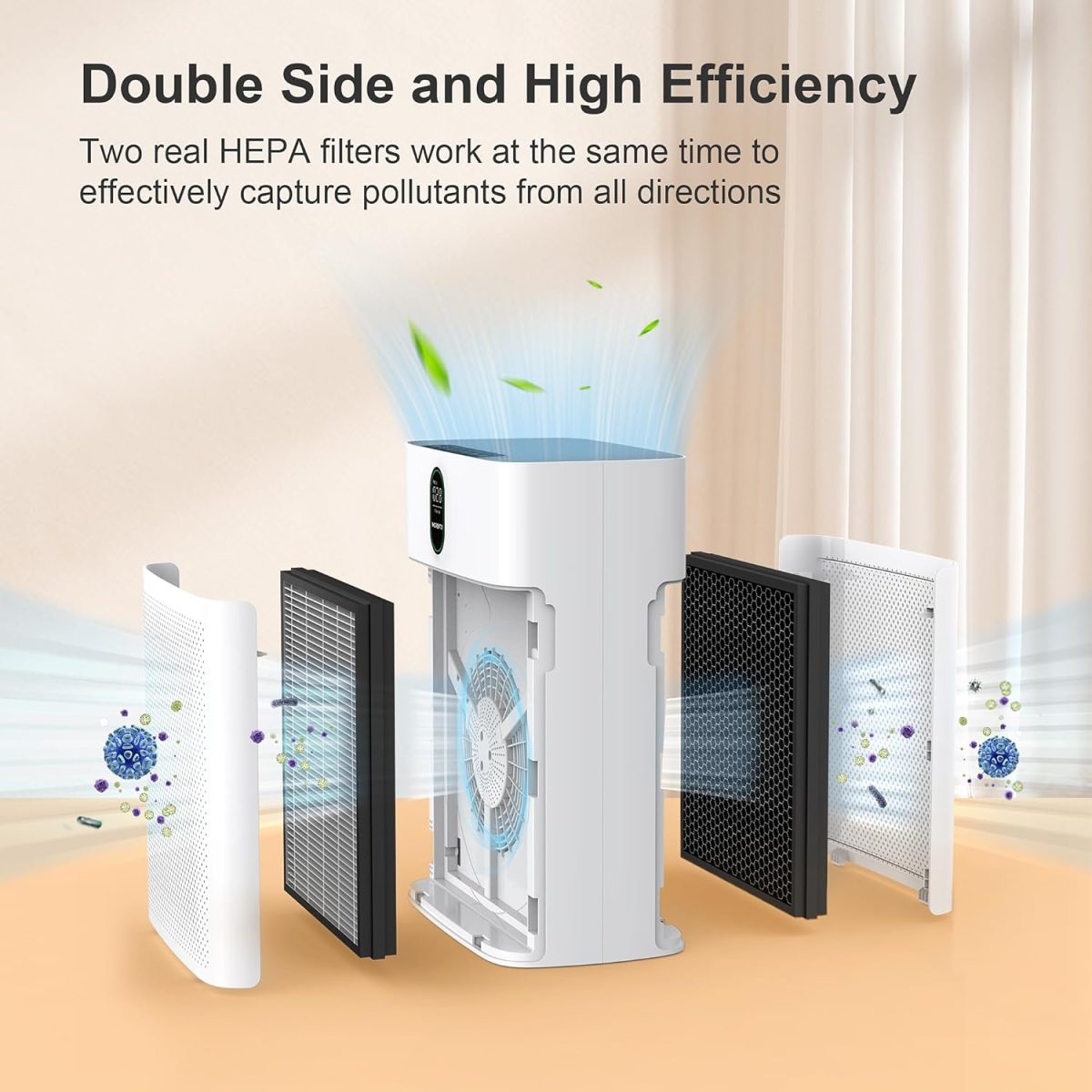 ⁦MORENTO HY4866 Genuine Air Purifier Replacement Filter for HY4866 Air Purifer, Original Version, 2 Pack⁩ - الصورة ⁦7⁩