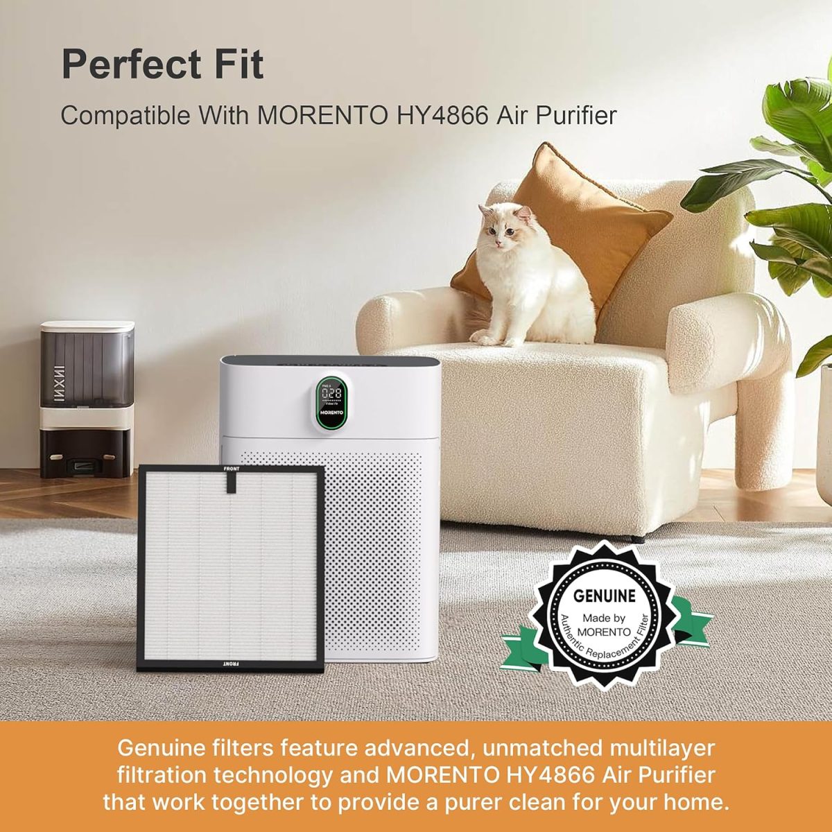 ⁦MORENTO HY4866 Genuine Air Purifier Replacement Filter for HY4866 Air Purifer, Original Version, 2 Pack⁩ - الصورة ⁦4⁩