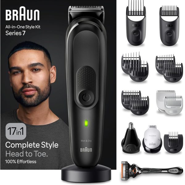 Braun MGK7490 Series 7 17-in-1 Style Kit with ProBlade and 100 Minutes Runtime, Black
