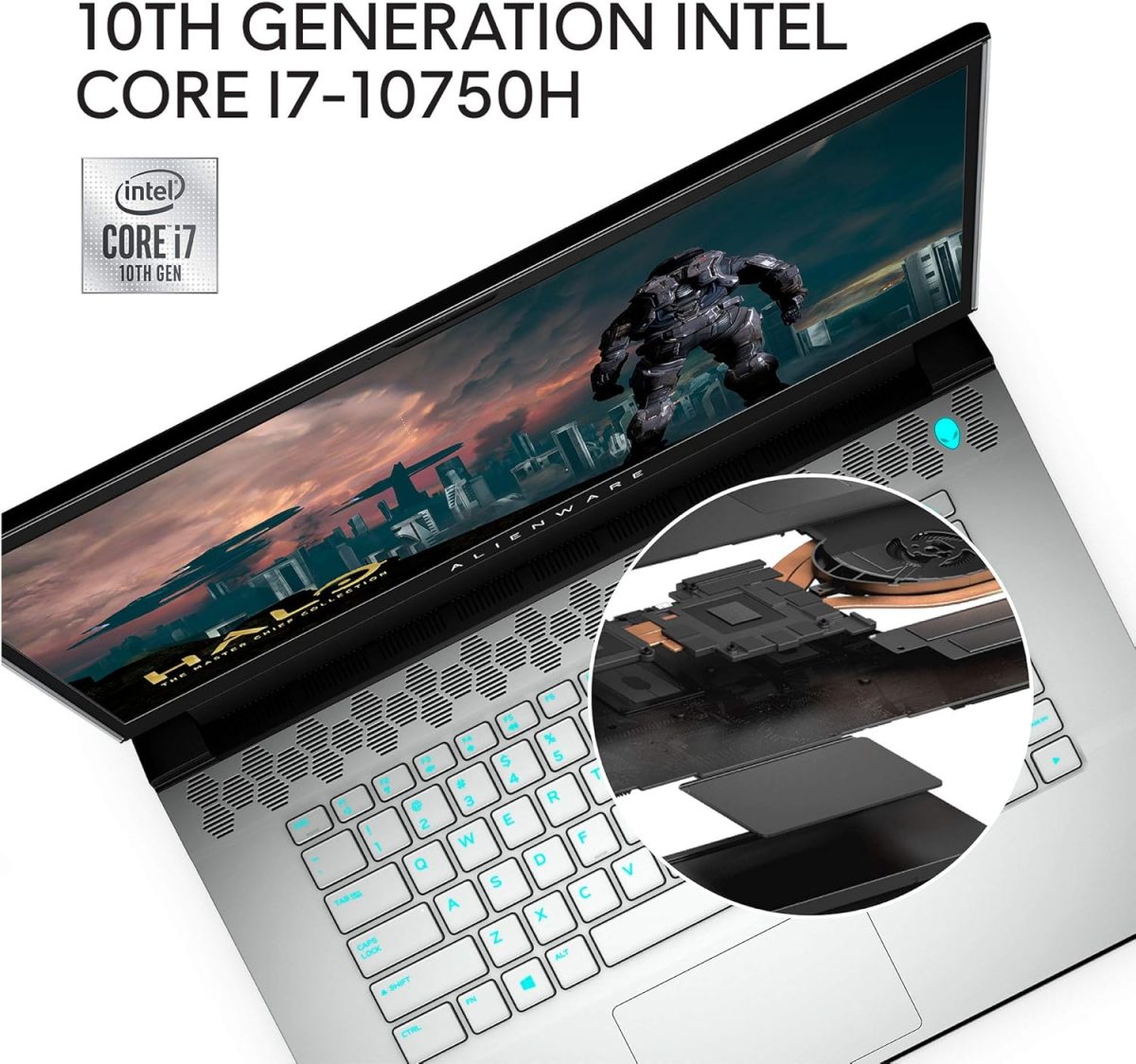⁦لابتوب AWm15,7272WHT,PUS ايليانوير m15 R3 15.6 بوصة فل اتش دي ضوء القمر كور i7,10750H الجيل 10، رام 16 جب، 512 جب SSD، جيفورس RTX 2060 6 جب GDDR6، ويندوز 10 هوم AWm15,7272WHT,PUS⁩ - الصورة ⁦3⁩