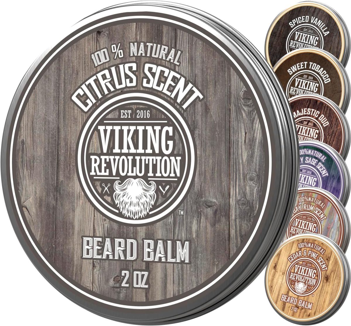 Viking Revolution Beard Balm - All Natural Grooming Treatment with Argan Oil & Mango Butter - Strengthens & Softens Beards & Mustaches - Citrus Scent Leave in Conditioner Wax for Men - 1 Pack