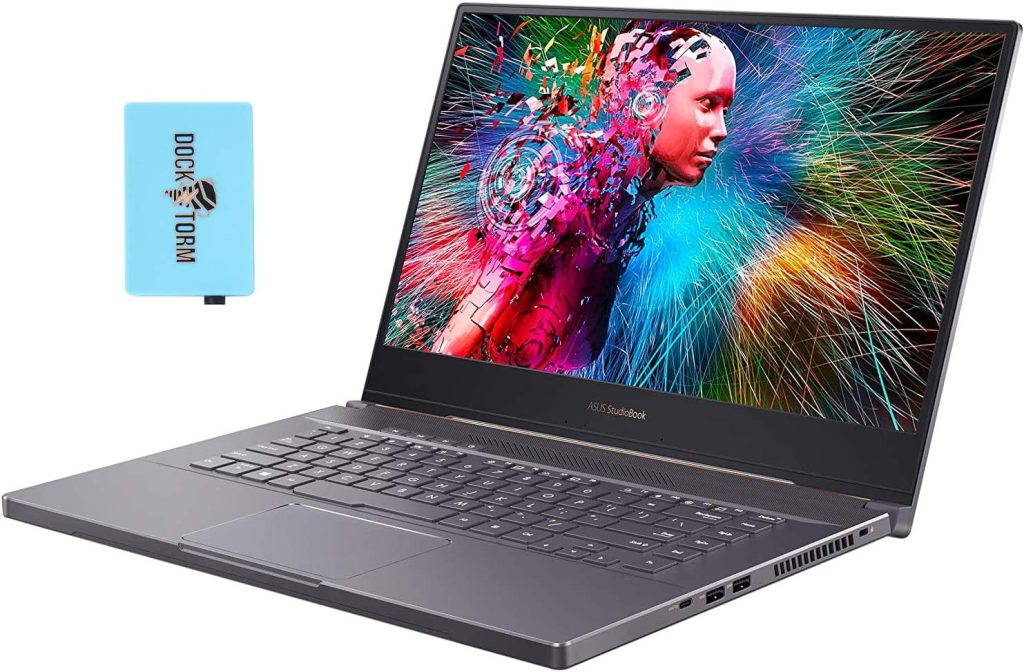 لابتوب اسوس برو ارت ستوديو بوك 15 H500GV معالج انتل i7-9750H سداسي النواة وذاكرة RAM 32GB و2×SSD PCIe 1TB وبطاقة انفيديا RTX 2060 وشاشة 4K UHD 15.6 انش 3840×1260 وواي فاي وويندوز 10 مع موزع