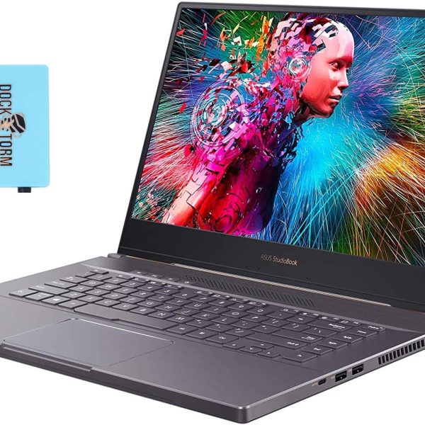 لابتوب اسوس برو ارت ستوديو بوك 15 H500GV معالج انتل i7-9750H سداسي النواة وذاكرة RAM 32GB و2×SSD PCIe 1TB وبطاقة انفيديا RTX 2060 وشاشة 4K UHD 15.6 انش 3840×1260 وواي فاي وويندوز 10 مع موزع