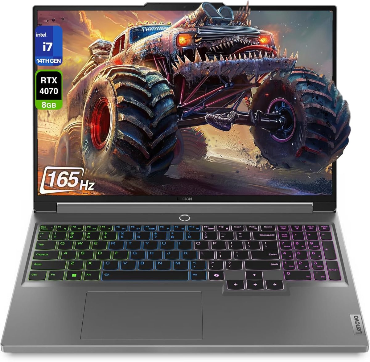 لينوفو لابتوب العاب ليجن 5i بمعالج انتل i7-14650HX، ذاكرة RAM DDR5 64GB، SSD PCIe 2TB، شاشة 16 انش WQXGA (2560x1600) 165Hz، انفيديا جي فورس RTX 4070، كيبورد باضاءة خلفية RGB 4 مناطق، W11 هوم، رمادي