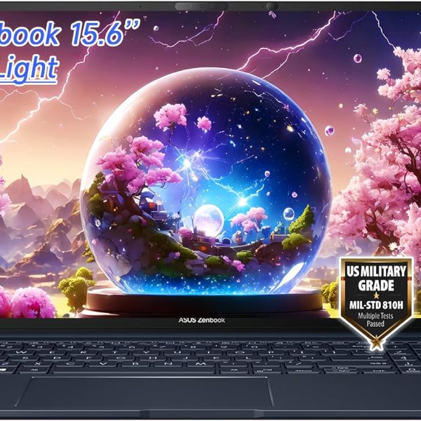 اسس لابتوب زين بوك 15 رفيع للاعمال، شاشة 15.6 انش FHD 100% sRGB، AMD رايزن 5 7535U، كيبورد باضاءة خلفية، واي فاي 6E، USB C، ويندوز 11 هوم، مع قطعة قماش (16GB LPDDR5 RAM | 512GB SSD)