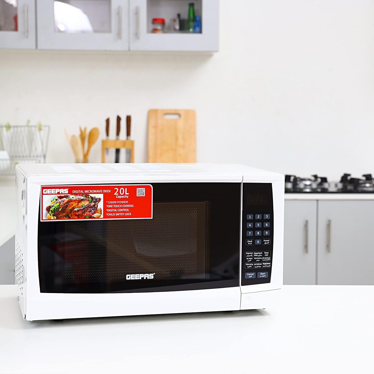 ⁦Geepas 20 Liter Digital Microwave Oven with Defrost Function | Model No GMO1895 with 2 Years Warranty⁩ - الصورة ⁦7⁩