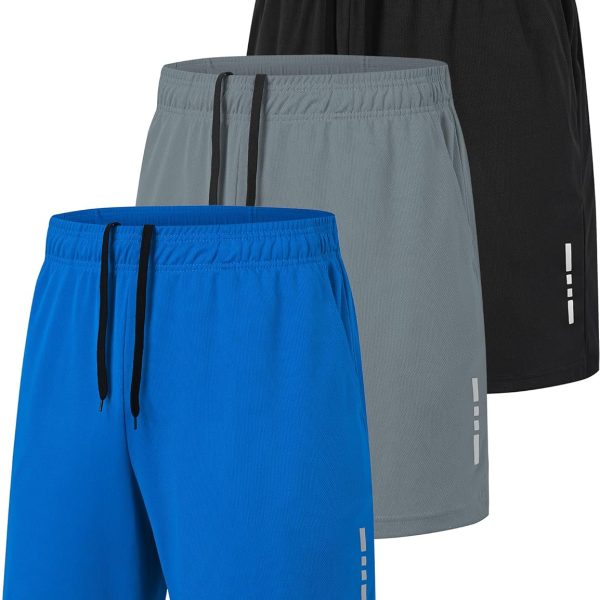 Zoofly Men's Athletic Gym Shorts 3/5 Pack Workout Quick Dry Basketball Shorts with Pockets