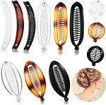 ELECDON 12 Pieces Banana Hair Clips Classic Clincher Combs Large Double Comb Fishtail Hair Clip Banana Ponytail Holder Clip, Banana Hair Comb Clips for Women, 4 Styles
