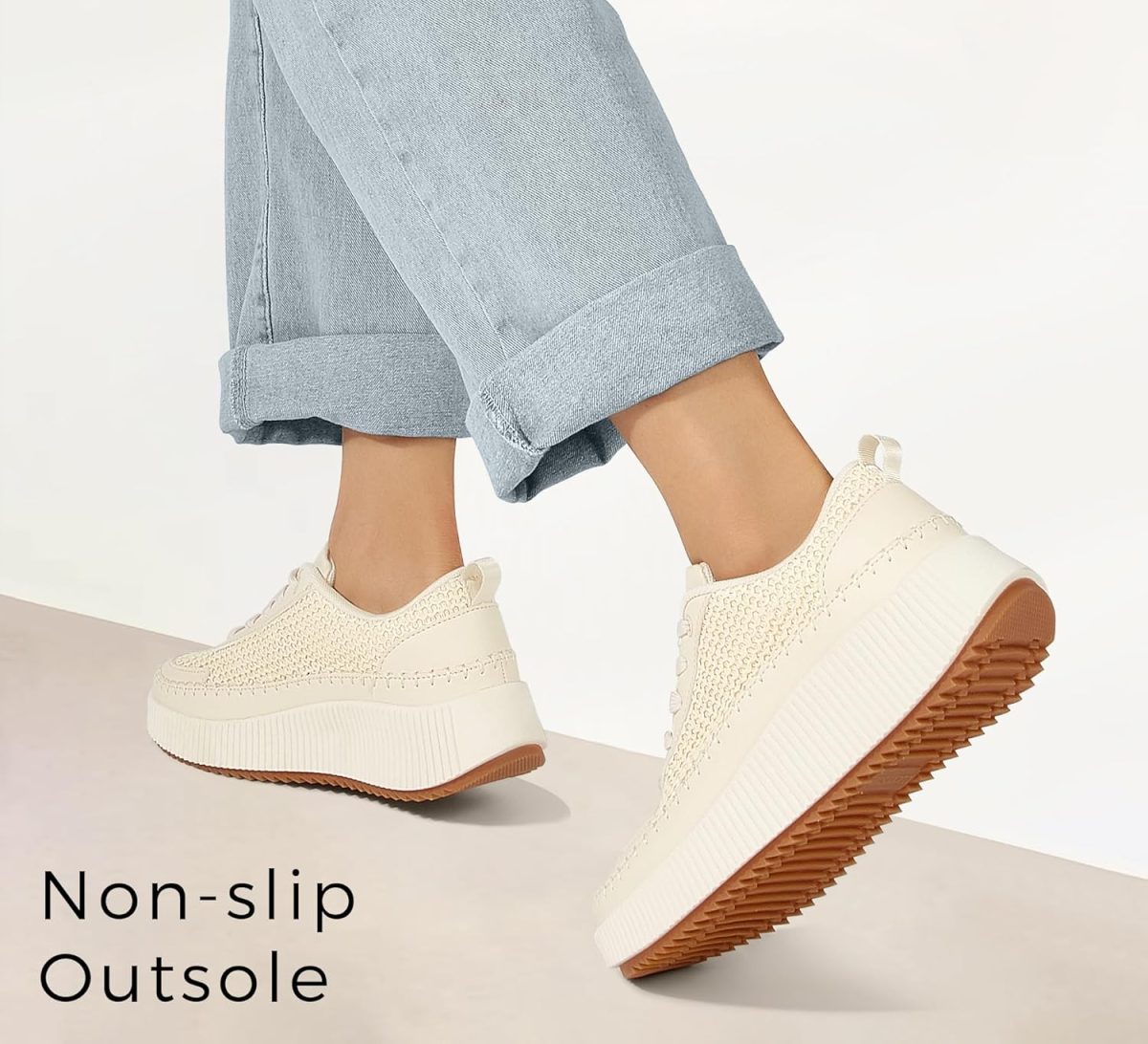 ⁦LUCKY STEP Women's Platform Sneakers Rhinestone Fashion Chunky Casual Sparkly Retro Braided Walking Shoes⁩ - الصورة ⁦4⁩