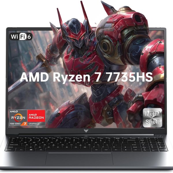MALLRACE AMD Laptop,16 Inch FHD Display Laptop with AMD Ryzen 7 7735HS Processor up to 4.7GHz,16GB Ram DDR5 4800MHz 512GB SSD Notebook with Backlit Keyboard