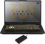 اسس لابتوب تي يو اف A17 للالعاب والترفيه (AMD رايزن 7 4800H ثماني النواة، 64GB RAM، 1TB PCIe SSD، انفيديا GTX 1660 Ti، شاشة 17.3 انش FHD (1920×1080)، WiFi، بلوتوث، كاميرا ويب، ويندوز 10 هوم) مع موزع