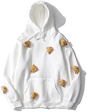 HOT BODY Womens Hoodies Precious Bear Doll Liberal Hoodies Sweatshirt Spring Winter Female Casual Oversized Pullover Couple Lover Clothes Chic (Size : Medium)