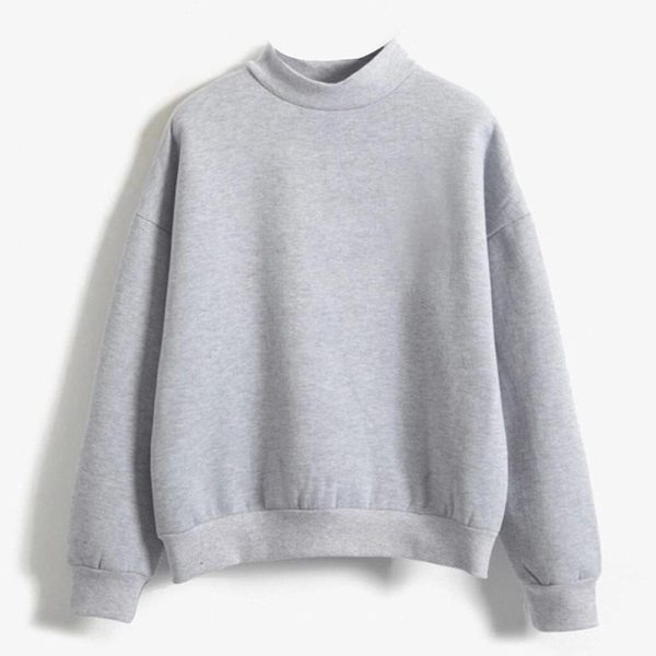 HOT BODY Womens Hoodies Sweatshirts Women's Casual Foresightful Sleeve Plus Velvet autumn Neck Strong Color Turtleneck women Sweatshirt (Color : Gray, Size : S)