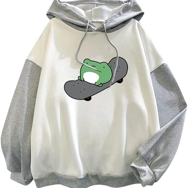 HOT BODY Womens Hoodies, Women's Fashion Stitching Precious Plus Velvet Long-sleeve Hooded Sweatshirt Top Outsize Hoodie Hoodies and Sweatshirts (Color : Gray, Size : L)