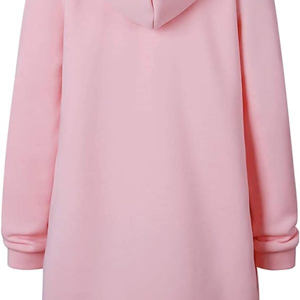 YQWHL Stretchable Comfortable Women Long Sleeve Hoodie Sweatshirts, Casual Loose Hooded Coat Zipper with 2 Front Pockets Plus Sizes Small to XXXXXL (UK 6YQWHL 22) (Pink,3XL)
