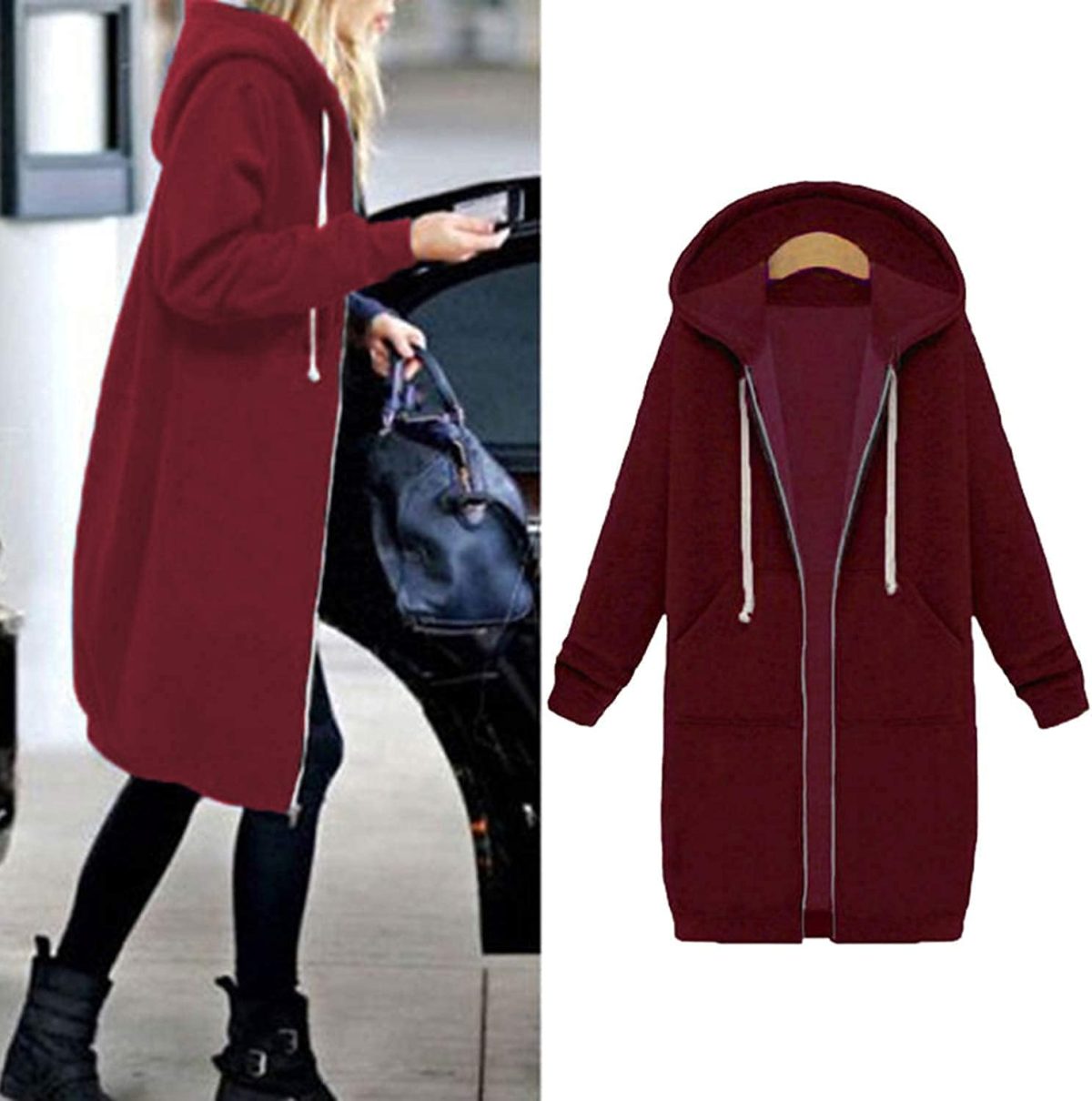 1751709913 YQWHL Stretchable Comfortable Women Long Sleeve Hoodie Sweatshirts Casual Loose Hooded Coat Zipper with 2 Front Pockets Plus Sizes Small to XXXXXL UK 6YQWHL 22 Pink3XL