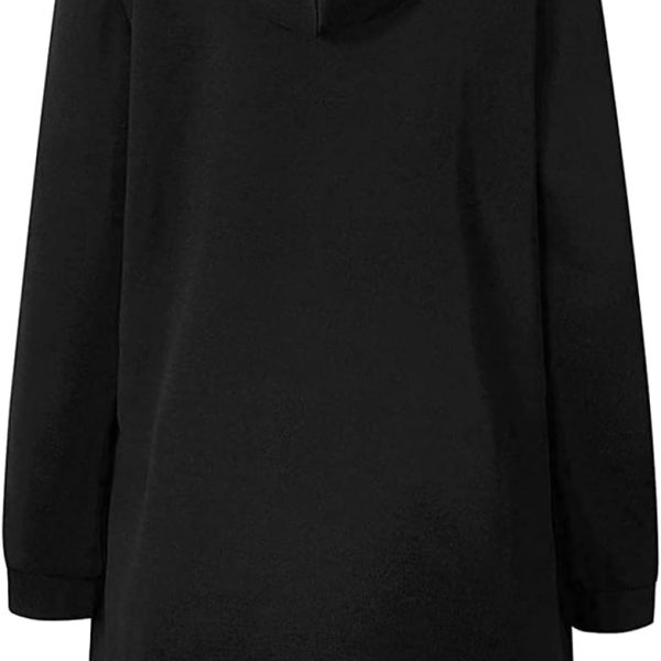 YQWHL Stretchable Comfortable Women Long Sleeve Hoodie Sweatshirts, Casual Loose Hooded Coat Zipper with 2 Front Pockets Plus Sizes Small to XXXXXL (UK 6YQWHL 22) (Black,5XL)