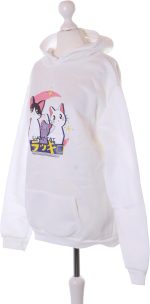 ⁦Kawaii-Story TS-372-1 Women's Hooded Sweatshirt Hoodie Pullover Pastel Goth Kawaii Cat Motif White⁩ - الصورة ⁦3⁩