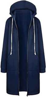 YQWHL Stretchable Comfortable Women Long Sleeve Hoodie Sweatshirts, Casual Loose Hooded Coat Zipper with 2 Front Pockets Plus Sizes Small to XXXXXL (UK 6YQWHL 22) (Blue,3XL)