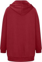 ⁦JYDQM Women's Long Hoodies Pullover,Winter Casual Fleece Jackets Knitted Sweatshirt Zip Up Hoodies,S-5XL (Color : A-red, Size : 4XL)⁩ - الصورة ⁦3⁩