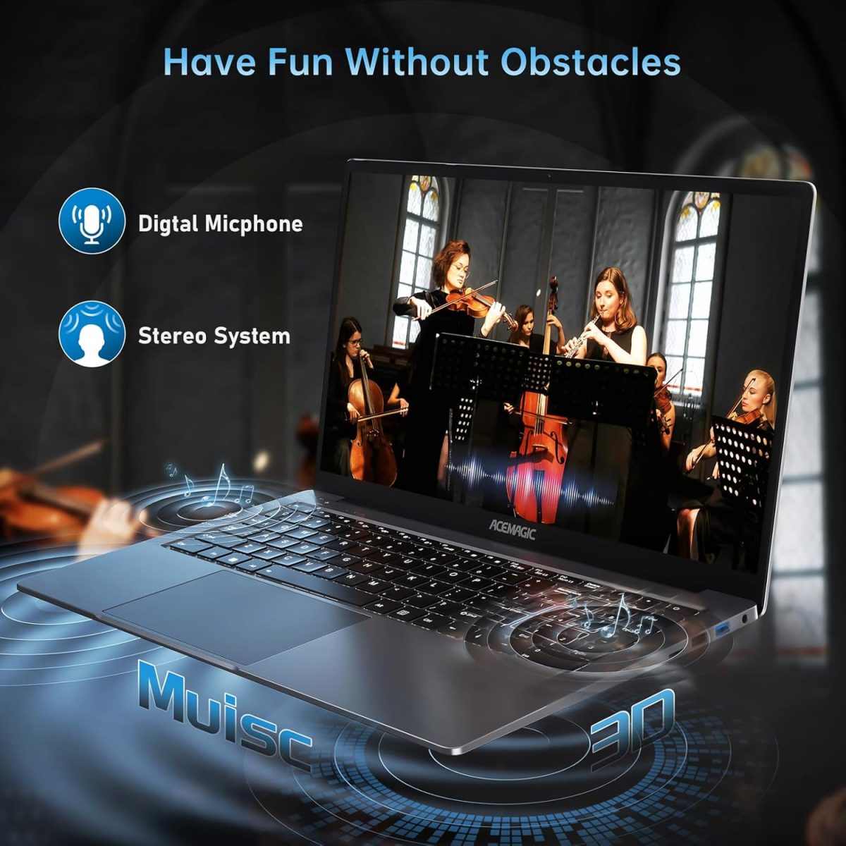 ⁦ACEMAGIC 2025 Laptop, Laptop with AMD Ryzen 7 5700U (8C/16T, Up to 4.3GHz), 16GB RAM 512GB NVMe SSD Laptop Computer, Radeon RX Vega 8 Graphics, 16.1-inch FHD Display, WiFi 6, Backlit KB⁩ - الصورة ⁦7⁩