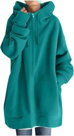 JYDQM Women's Long Hoodies Pullover,Winter Casual Fleece Jackets Knitted Sweatshirt Zip Up Hoodies,S-5XL (Color : A-grass Green, Size : 3XL)