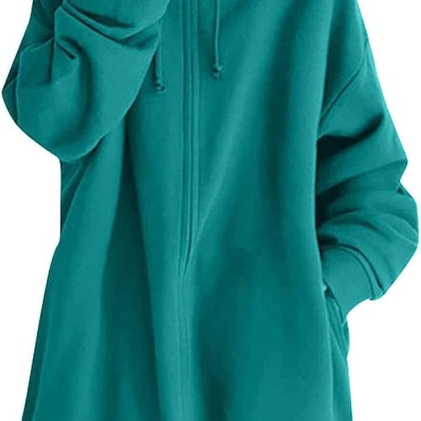 JYDQM Women's Long Hoodies Pullover,Winter Casual Fleece Jackets Knitted Sweatshirt Zip Up Hoodies,S-5XL (Color : A-grass Green, Size : 3XL)
