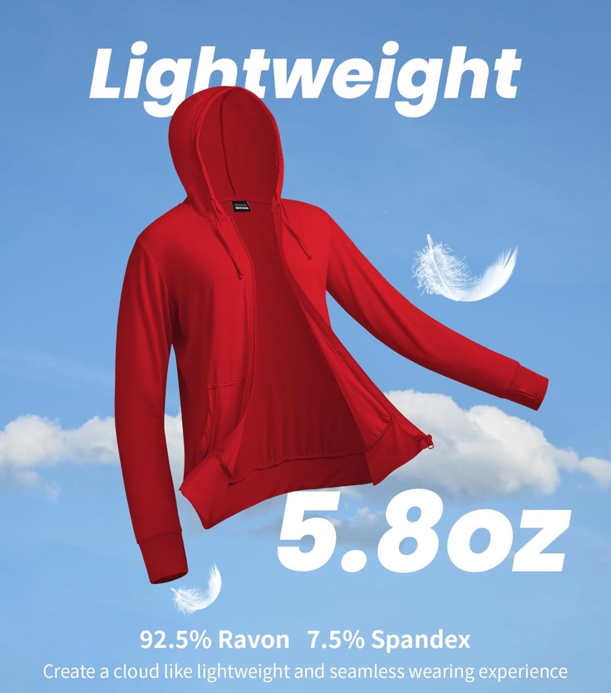 ⁦LETAOTAO Womens' Lightweight Zip Up Hoodies Stretch Thin Summer Jackets For Women⁩ - الصورة ⁦3⁩