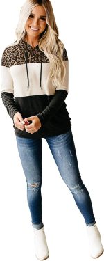 ⁦ESPRIT KIDS ZGMCGD Women's Half Zip Color Block Sweatshirt Hoodies Drawstring Pullover Tops with Pockets⁩ - الصورة ⁦4⁩