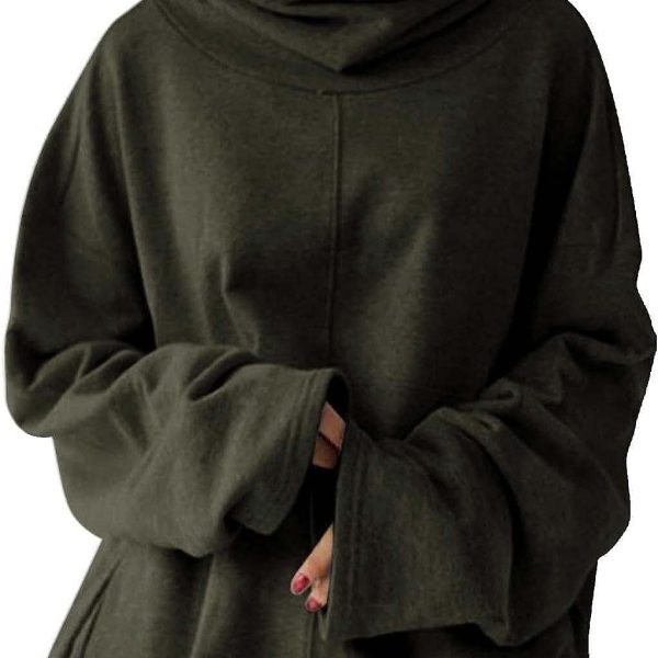 JYDQM Women's Long Hoodies Pullover,Winter Casual Fleece Jackets Knitted Sweatshirt Zip Up Hoodies,S-5XL (Color : C-green, Size : 3XL)