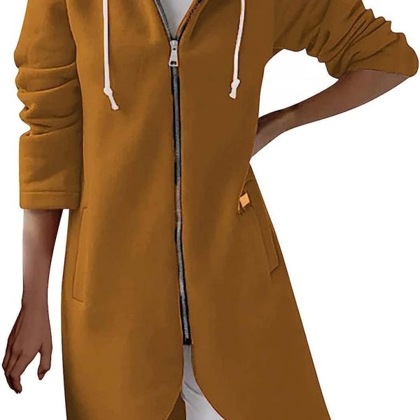 JYDQM Women's Long Hoodies Pullover,Winter Casual Fleece Jackets Knitted Sweatshirt Zip Up Hoodies,S-5XL (Color : B-coffee, Size : 3XL)