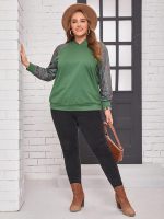 ⁦CYH Women's Fashion Hoodies & Sweatshirts， مقاس كبير هودي طباعة الأزهار اكمام راجلان (Color : Green, Size : 2XL)⁩ - الصورة ⁦4⁩