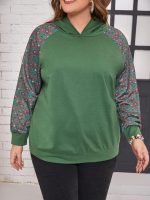 ⁦CYH Women's Fashion Hoodies & Sweatshirts， مقاس كبير هودي طباعة الأزهار اكمام راجلان (Color : Green, Size : 2XL)⁩ - الصورة ⁦5⁩
