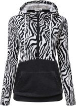 ⁦ZGMCGD Women's Half Zip Color Block Sweatshirt Hoodies Drawstring Pullover Tops with Pockets⁩ - الصورة ⁦3⁩