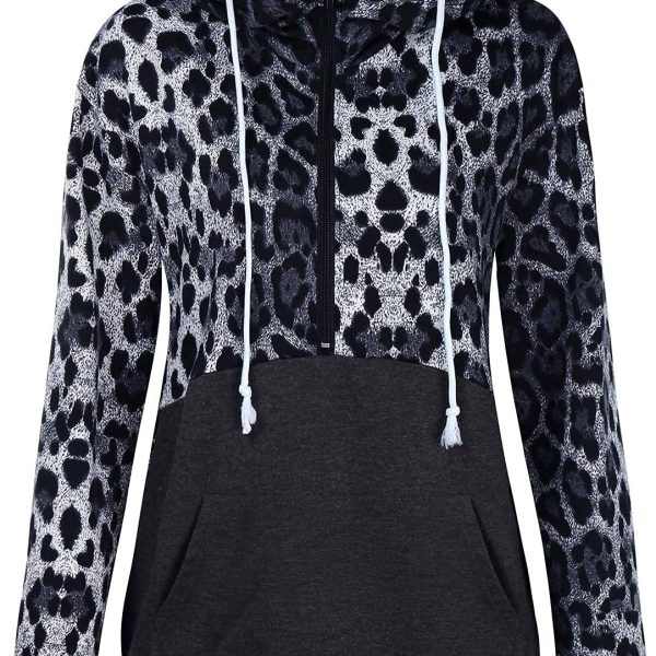 N&R Women's Half Zip Color Block Sweatshirt Hoodies Drawstring Pullover Tops with Pockets MANIHOM