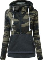 ZGMCGD Women's Half Zip Color Block Sweatshirt Hoodies Drawstring Pullover Tops with Pockets