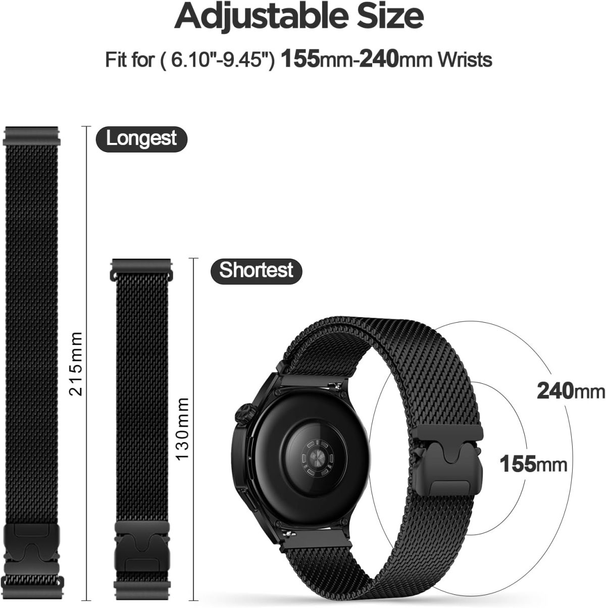 ⁦22mm Watch Strap Compatible with Huawei watch GT 5 46mm Strap Stainless Steel Band for Watch 4 46mm Parachute-Style Buckle Strap Compatible with Huawei watch GT 4 3 2 46mm Straps⁩ - الصورة ⁦6⁩