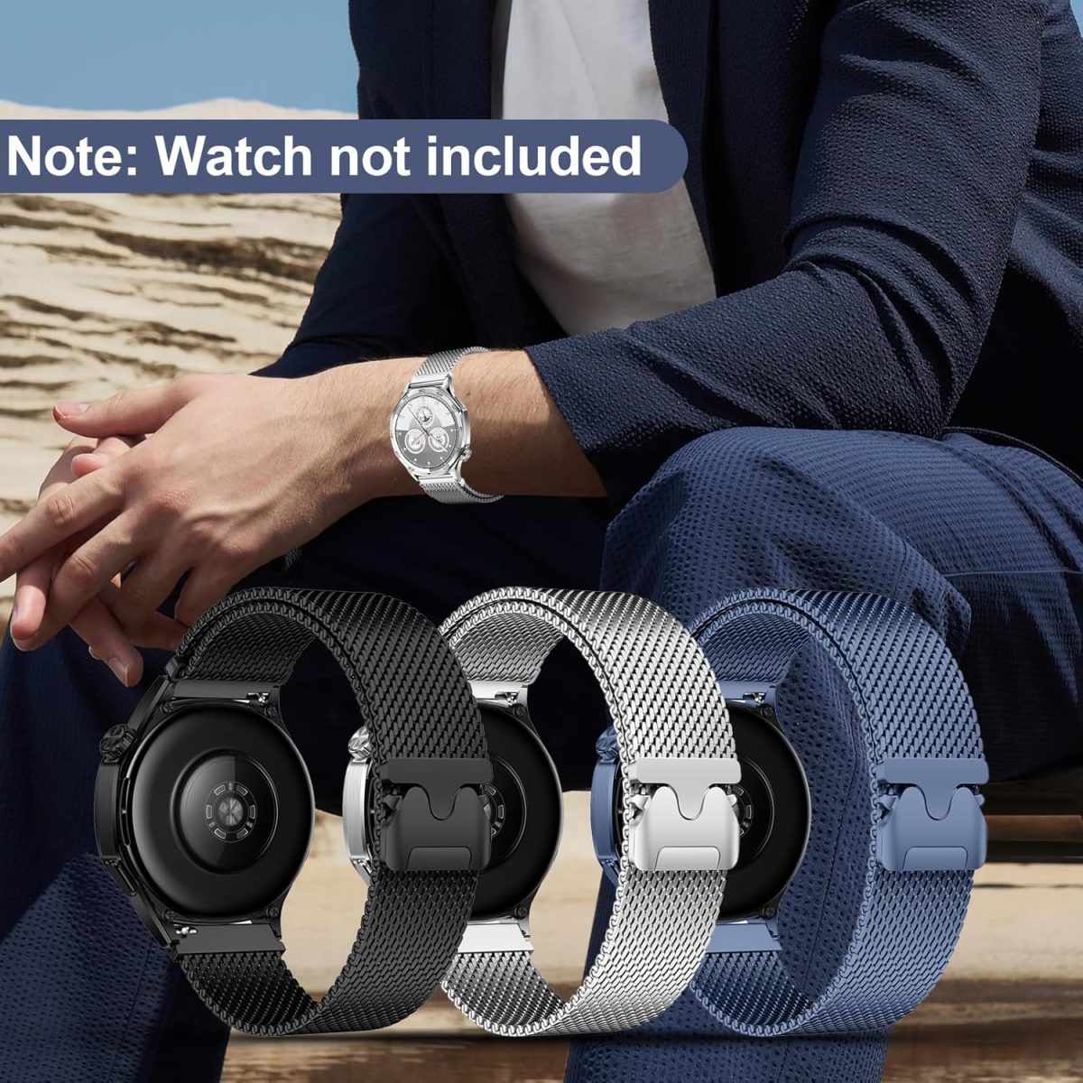 ⁦22mm Watch Strap Compatible with Huawei watch GT 5 46mm Strap Stainless Steel Band for Watch 4 46mm Parachute-Style Buckle Strap Compatible with Huawei watch GT 4 3 2 46mm Straps⁩ - الصورة ⁦7⁩