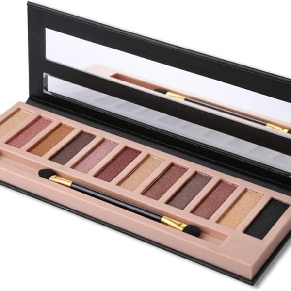 Khazna Makeup Nude Colors Eyeshadow Palette Natural Nude Matte Shimmer Glitter Pigment Eye Shadow Pallete Set Waterproof Smokey Professional Beauty Makeup Kit，12 Colors