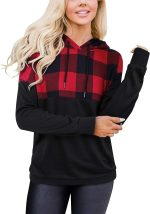 ESPRIT KIDS ZGMCGD Women's Half Zip Color Block Sweatshirt Hoodies Drawstring Pullover Tops with Pockets