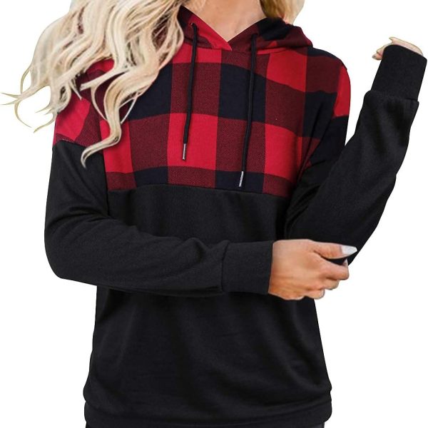 ESPRIT KIDS ZGMCGD Women's Half Zip Color Block Sweatshirt Hoodies Drawstring Pullover Tops with Pockets