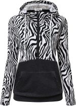 ⁦N&R Women's Half Zip Color Block Sweatshirt Hoodies Drawstring Pullover Tops with Pockets MANIHOM⁩ - الصورة ⁦4⁩