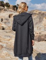 ⁦ELESOL Women Casual Zip up Fleece Hoodies Tunic Sweatshirt Long Hoodie Jacket S-XXXL⁩ - الصورة ⁦4⁩